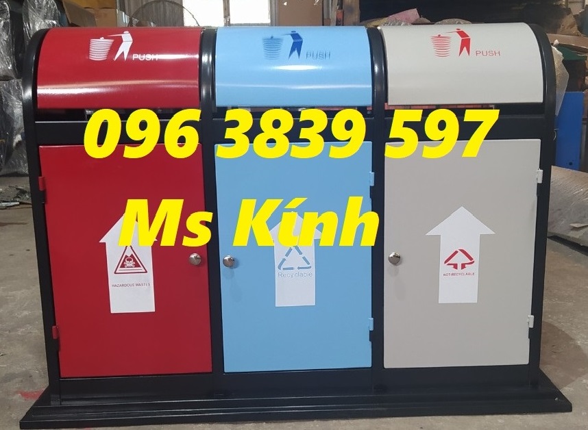 Nơi bán thùng rác 3 ngăn sơn tĩnh điện giá rẻ tại TP.HCM - 096 3839 597 Ms Kính