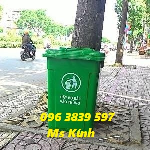 Thùng rác nhựa 90 lít nắp kín, thùng rác công cộng giá sỉ - 096 3839 597 Ms Kính