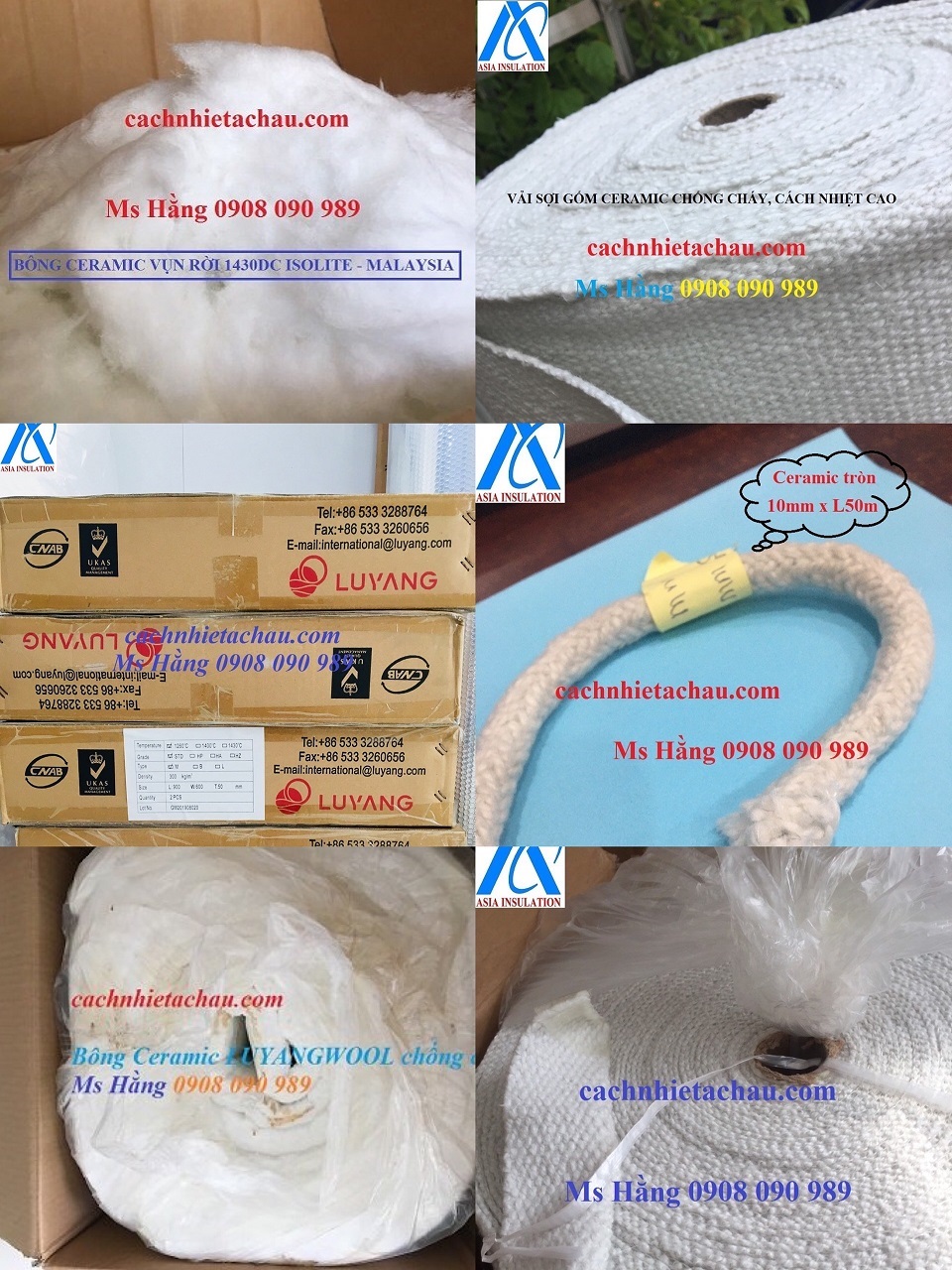 Các loại bông sợi gốm Ceramic cách nhiệt, chống cháy 1260 - 1430 độ C