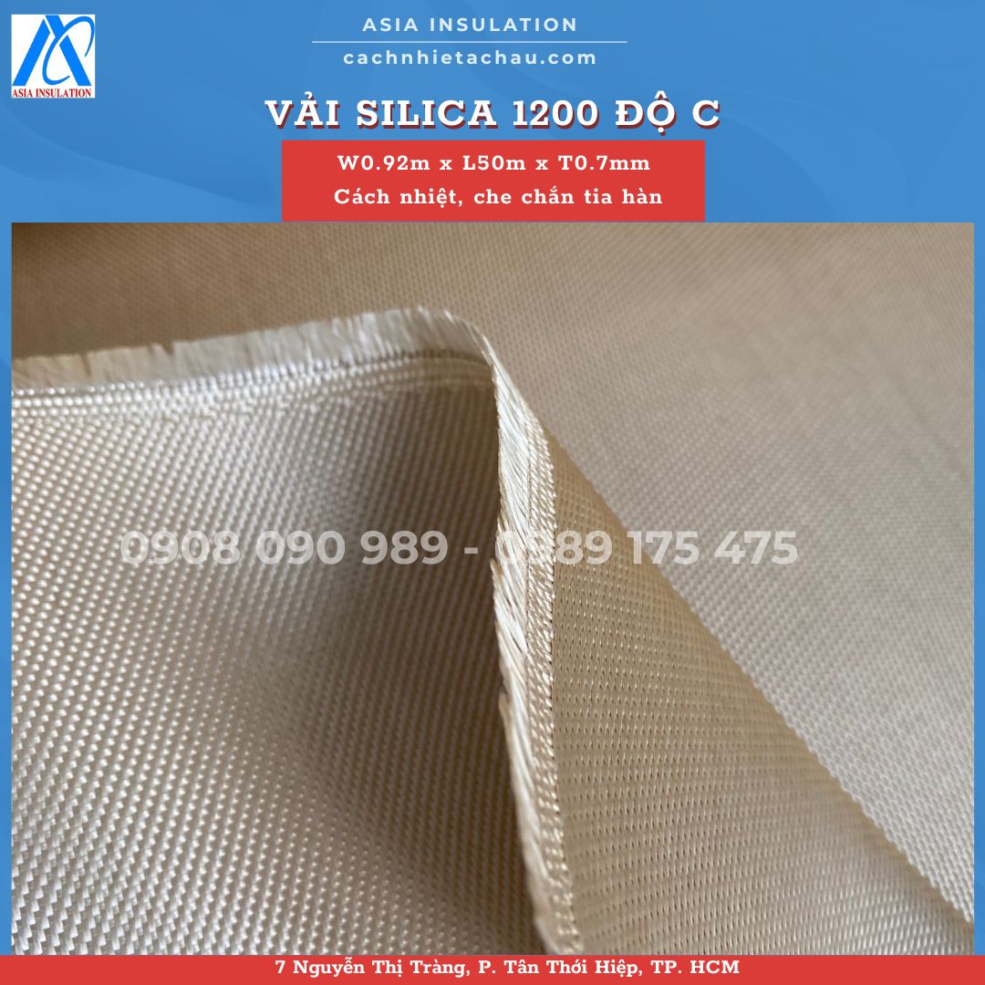 Vải Silica 1200 độ C, cách nhiệt, chống cháy
