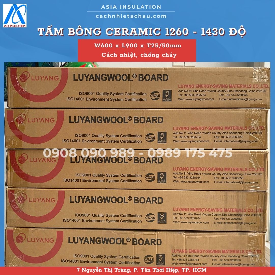 Bông Ceramic dạng tấm, cách nhiệt chống cháy 1260 - 1430 độ