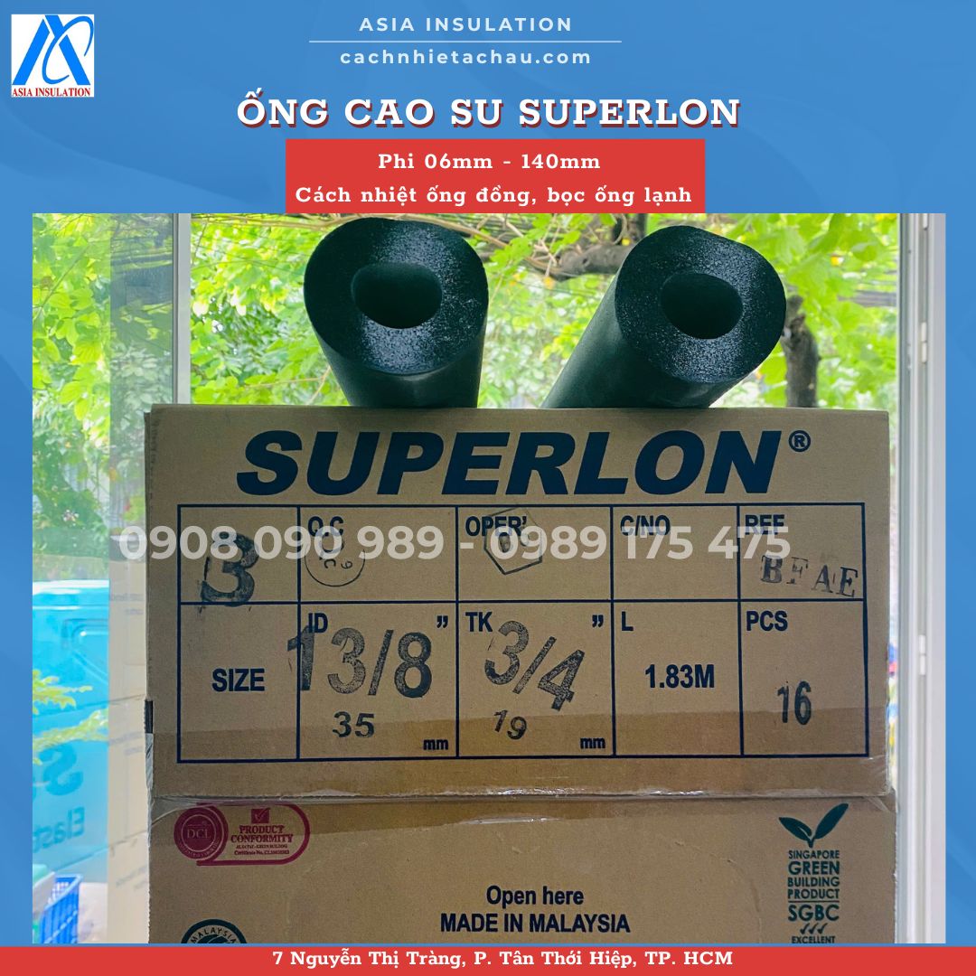 Gen ống cao su Superlon bọc cách nhiệt ống đồng