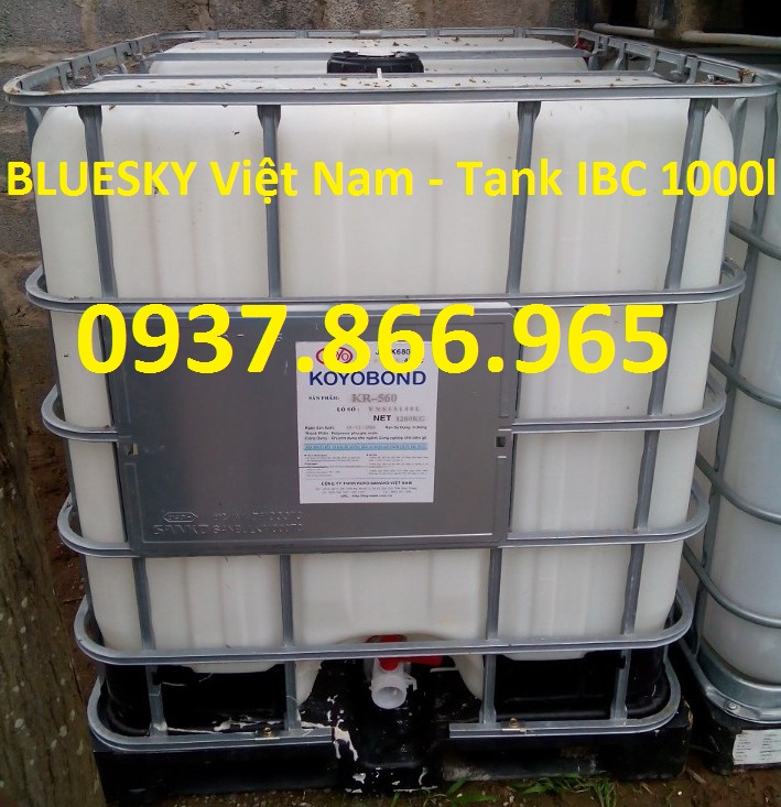 thùng nhựa màu trắng khung thép 1000lit,tank nhựa ibc 1000lit,bồn chứa 1 khối