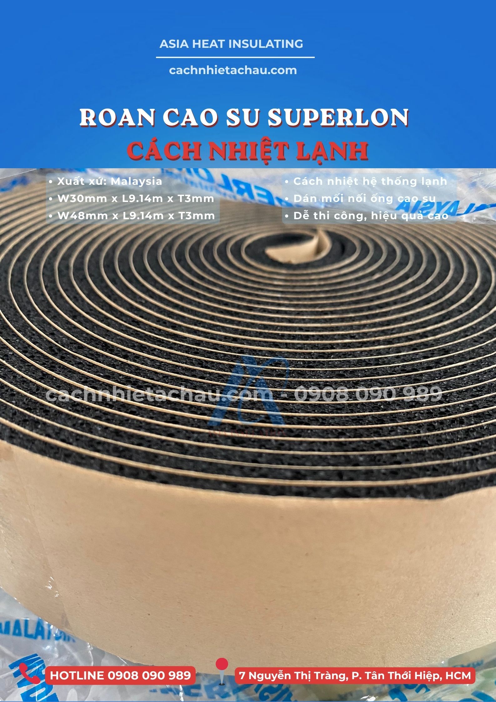Roan cao su Superlon có keo dán