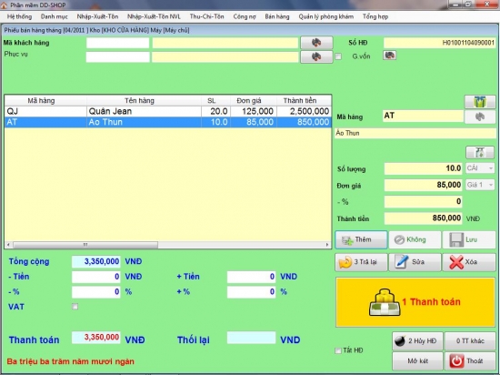 Phần mềm tính tiền TC_SHOP