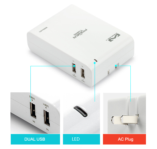 Sạc dự phòng Wocol Twins 9000mAh