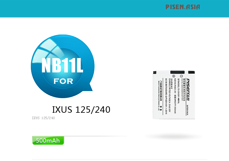 Pin Pisen NB11L dùng cho Canon IXUS 125 HS, IXUS 240 HS, PowerShot 2400 IS, 