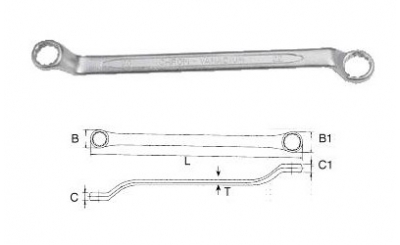 Cờ lê, khóa 2 đầu vòng 75°/ Double Ring Wrench 75° Offset - METRIC