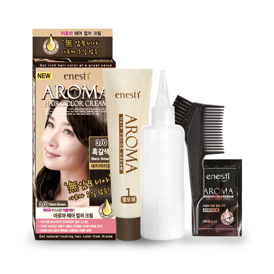 Aroma Hair Color Cream (No.3/0 black brown) – Thuốc nhuộm tóc: Đen tự nhiên.