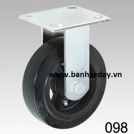 Bánh xe Caosu gang càng thép cố định A Caster