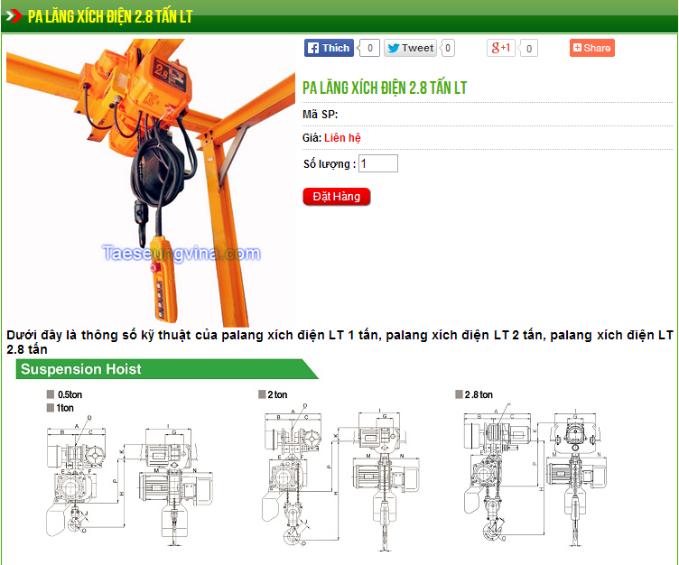 Palang Xích Điện LK 2.8 tấn