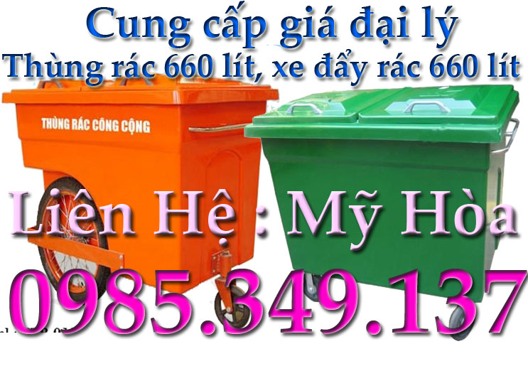 XE ĐẨY RÁC 660 LÍT Liên hệ 0985349137