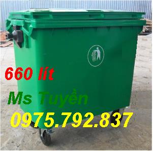 Thùng rác 660 lít, 4 bánh 