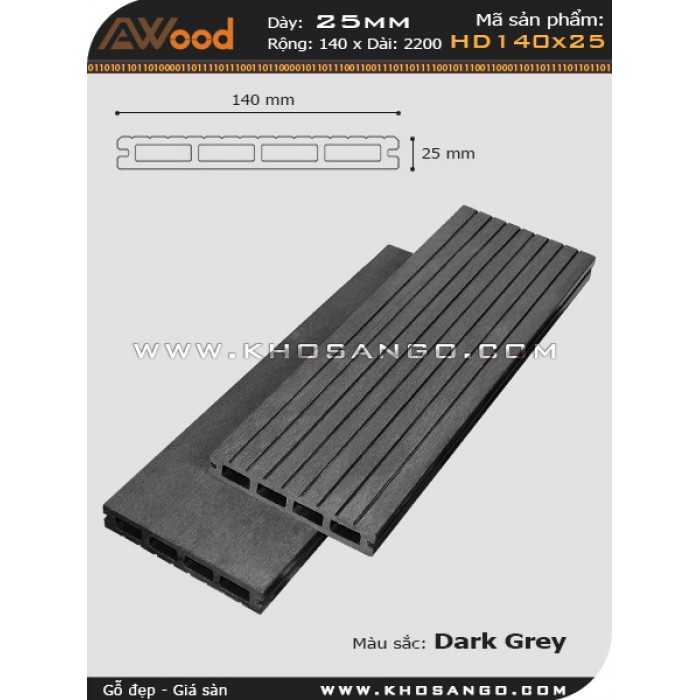 Sàn gỗ ngoài trời Awood HD 140x25