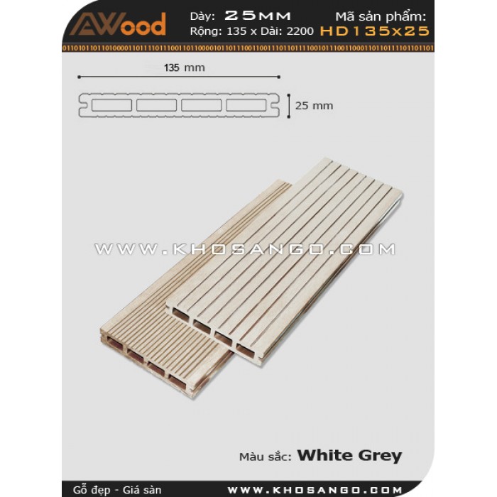 Sàn gỗ ngoài trời Awood HD 135x25