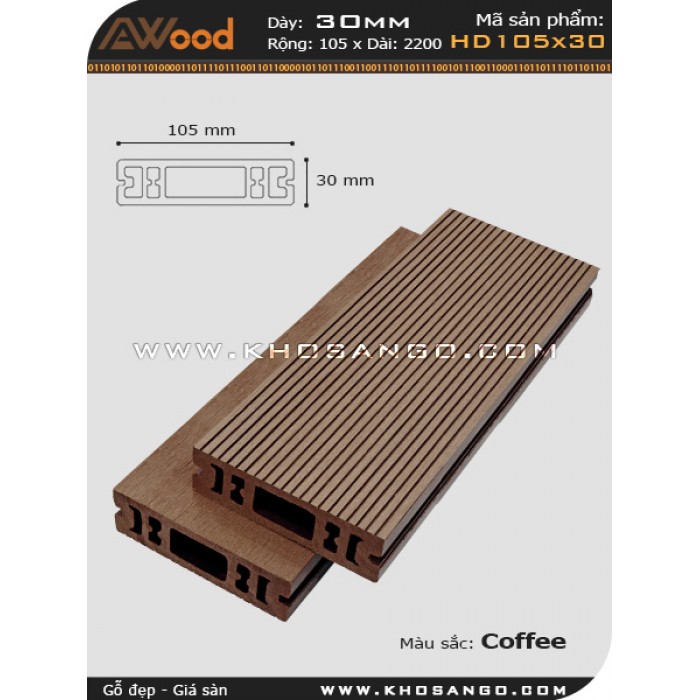 Sàn gỗ ngoài trời Awood HD 105x30