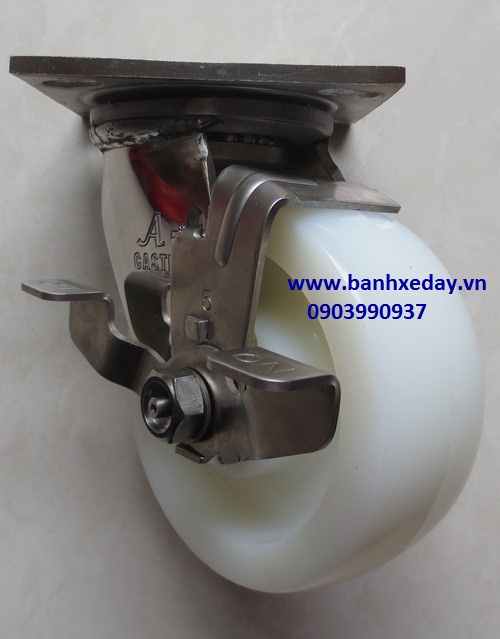 Bánh xe Pa 125 Càng inox 304 xoay khóa bánh A Caster