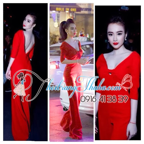 Jumpsuit Đồ Bay Đỏ Nơ Ngực Phương Trinh