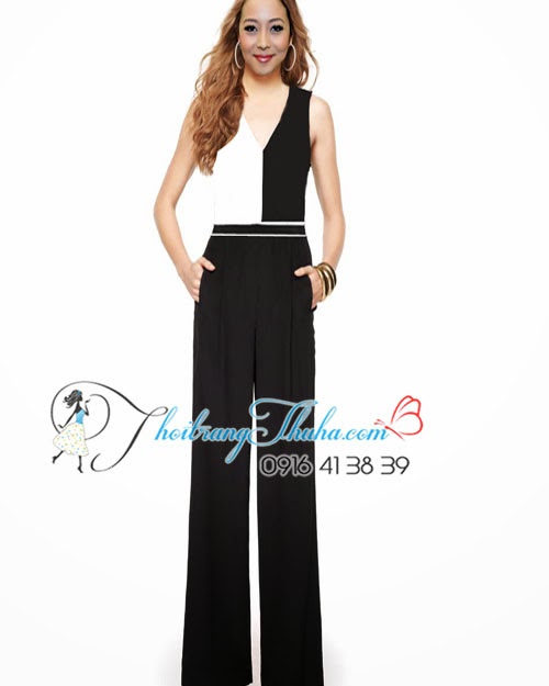 Jumpsuit Đồ Bay Đen phối Trắng Jennifer Phạm 