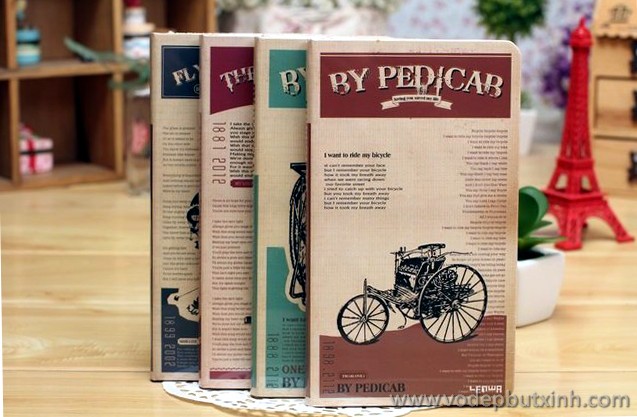 Sổ kế hoạch gáy giấy vàng phong cách cổ H5 Lenwa S0453 200g.