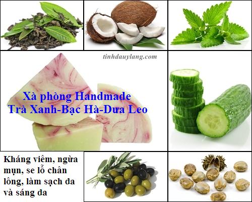 Xà phòng handmade dưa leo - bạc hà - trà xanh