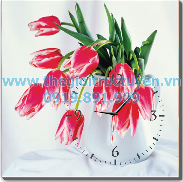 Đồng hồ tranh hoa tulip đỏ