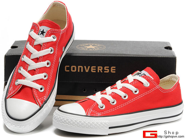 Giày Converse Vải Đỏ cổ thấp