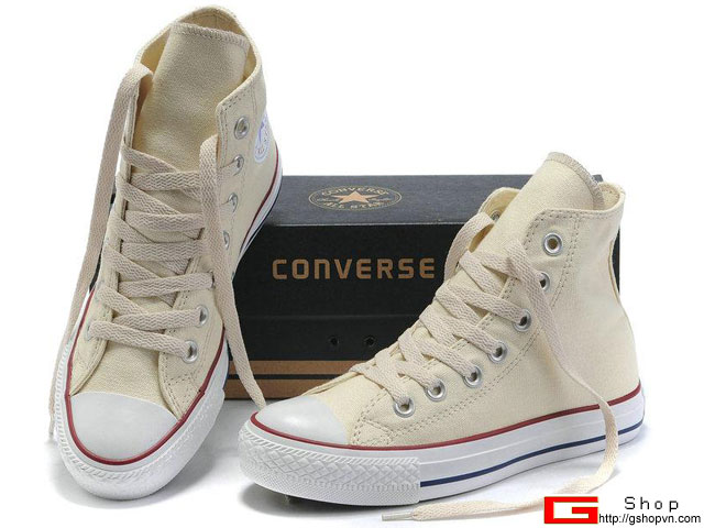 Giày Converse Vải Kem cổ cao