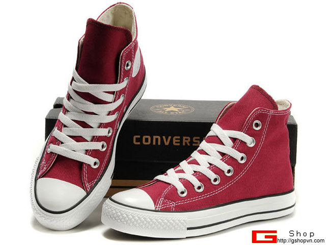 Giày Converse Vải Đỏ Đô cổ cao