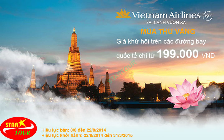 Vietnam Airlines khuyến mại mùa thu 2014 giá chỉ từ 199.000Đ