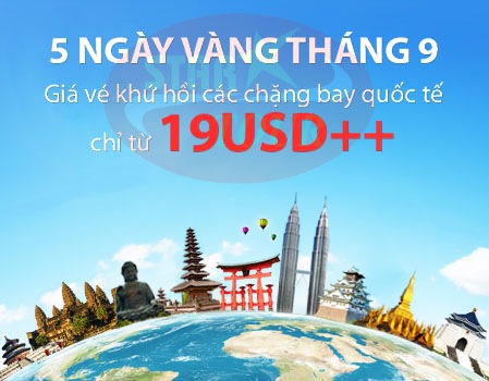 Vietnam Airlines khuyến mại 5 ngày vàng tháng 9 các chặng bay Quốc tế