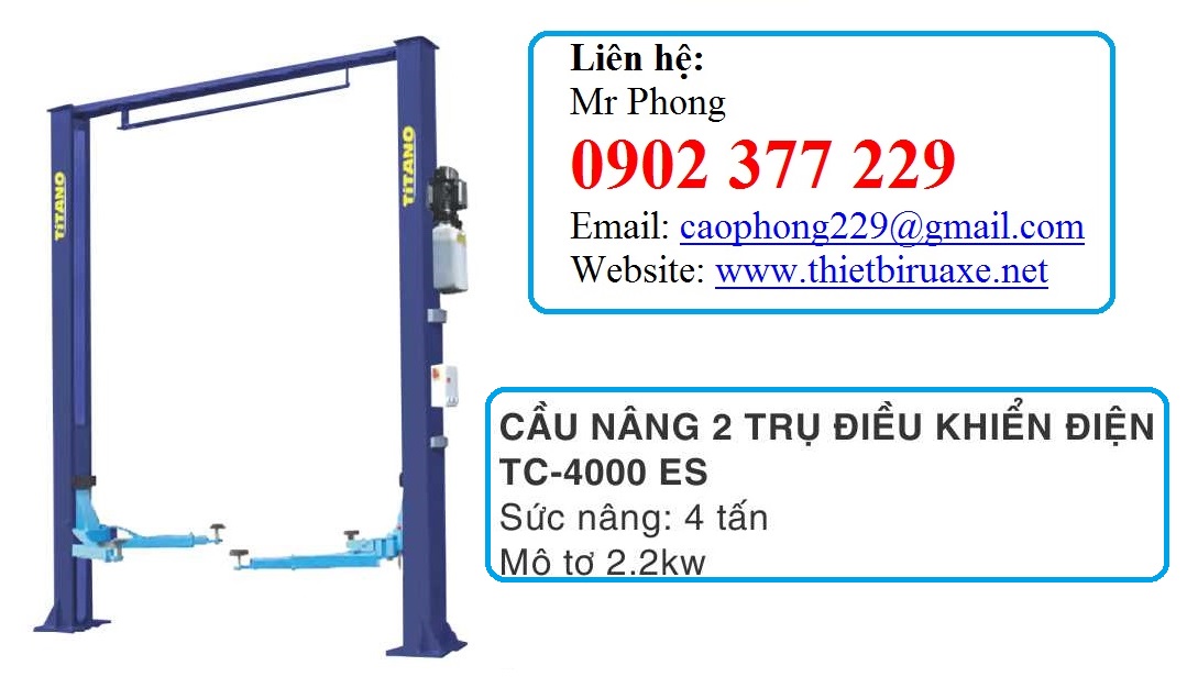 Cầu nâng 2 trụ 4 tấn giằng trên điều khiển hộp điện