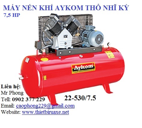  MÁY NÉN KHÍ PISTON 2 CẤP Mã sản phẩm: 22-530/7.5  Nhãn hiệu: Aykom - Thổ Nhĩ Kỳ