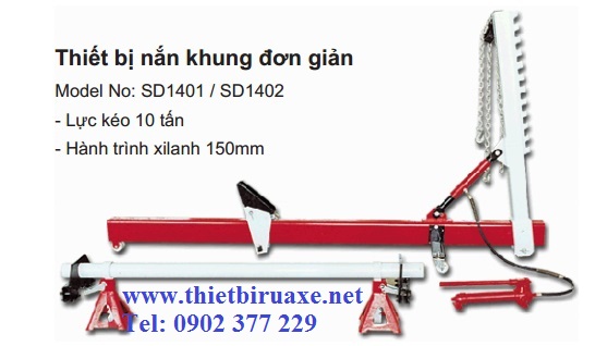  THIẾT BỊ NẮN KHUNG ĐƠN GIÃN Nhãn hiệu: Titano  Xuất xứ: China  Lực kéo: 10 tấn  Hành trình xilanh: 150mm