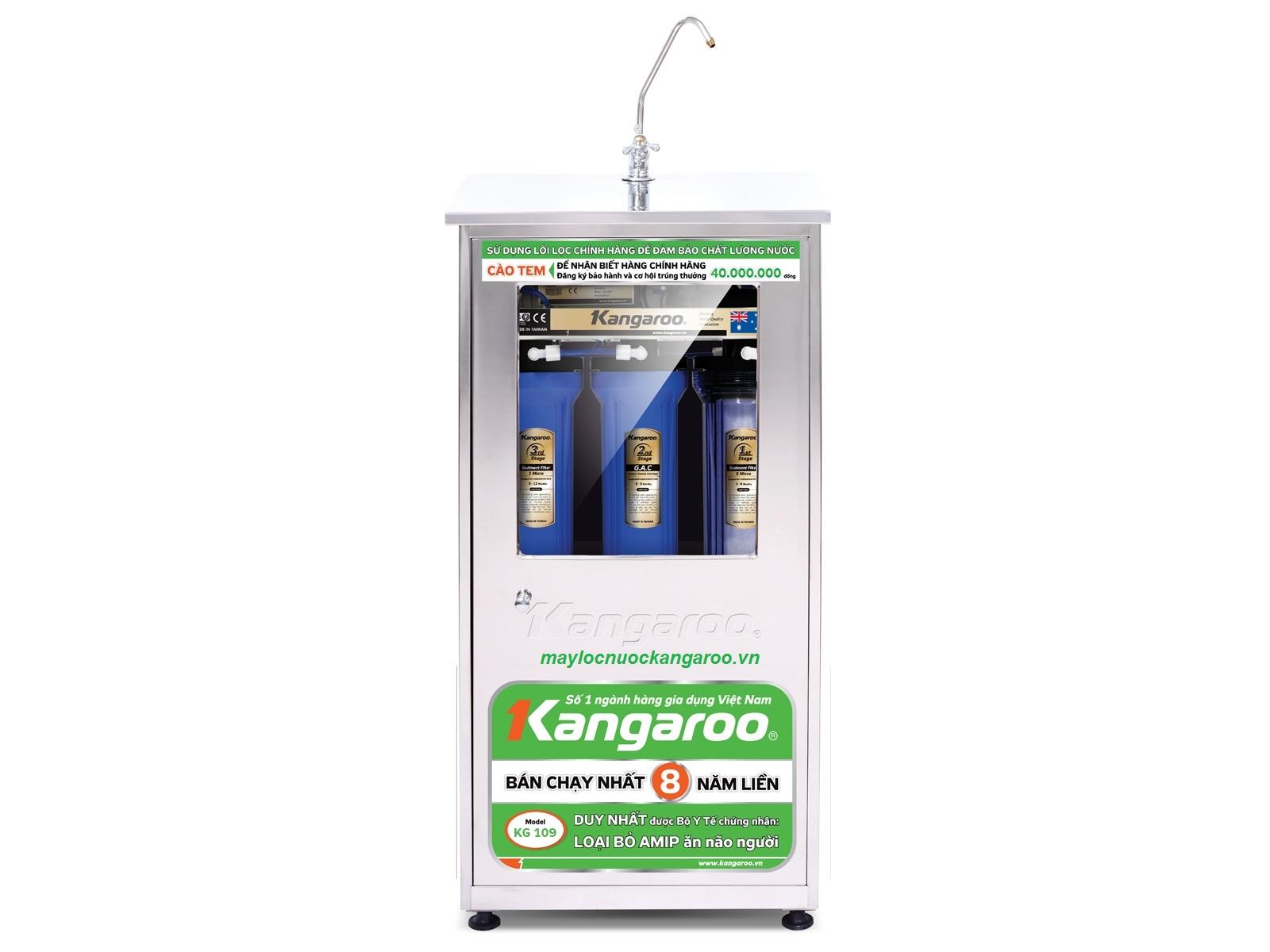 Máy lọc nước Kangaroo KG109 có đèn UV 10 lõi new 2014 - có tủ Inox