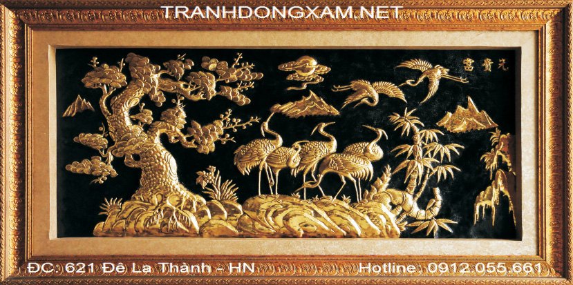 Tranh Tùng Hạc Bằng Đồng