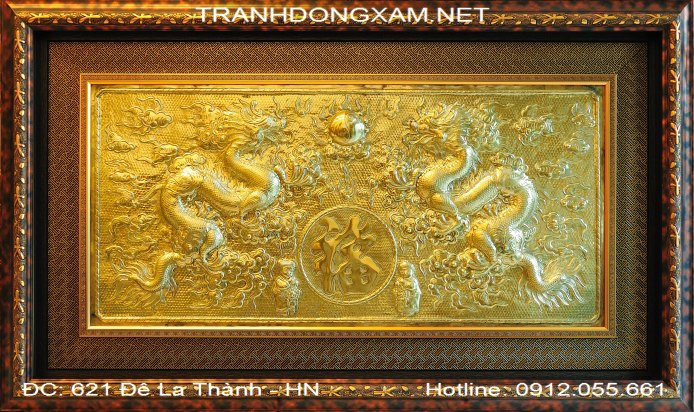 Tranh Đồng Song Long Chầu Nguyệt