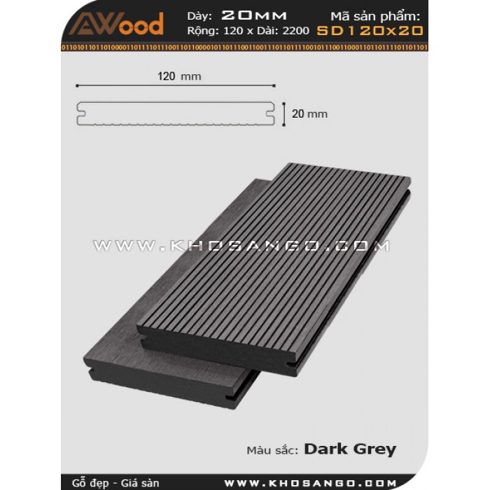 Sàn gỗ Awood SD 120x20_Dark Grey