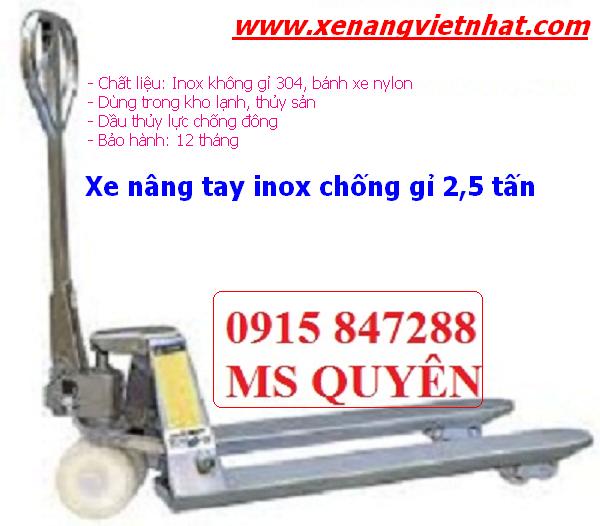 Xe nâng tay Inox 2,5 tấn chống gỉ.SPT25