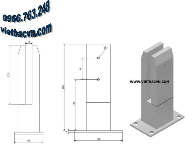 Trụ lửng lan can kính TL 08.