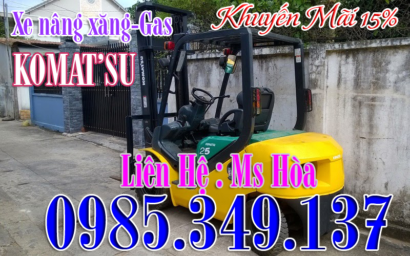 Xe nâng ngồi lái, xe nâng xăng- gas ngồi lái Komatsu 2.5 tấn cao 3m