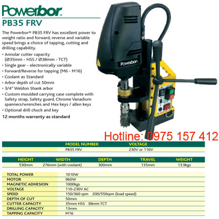 Máy khoan từ Powerbor PB35FRV