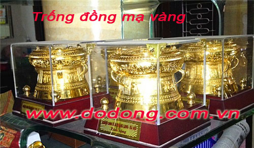 Trống đồng mạ vàng đk 12cm, trống đồng đông sơn đúc máy ở hồ chí minh