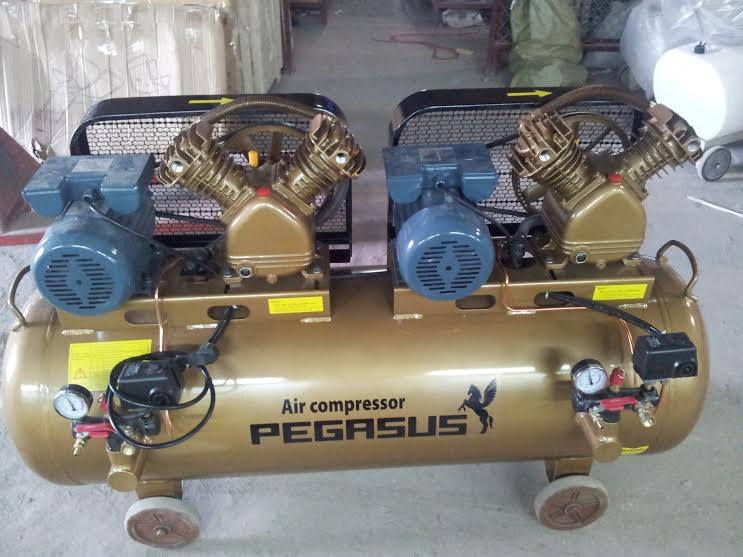 MÁY NÉN KHÍ DÂY ĐAI PEGASUS 2 ĐẦU NÉN, 2 MOTO Model:TM-V-0.25/8x2-230L