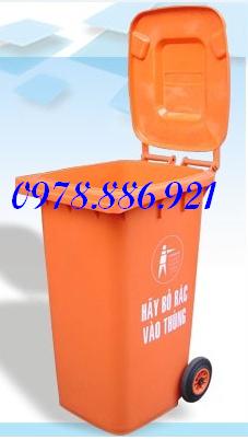 Thùng rác nhựa HDPE 120 lít cam