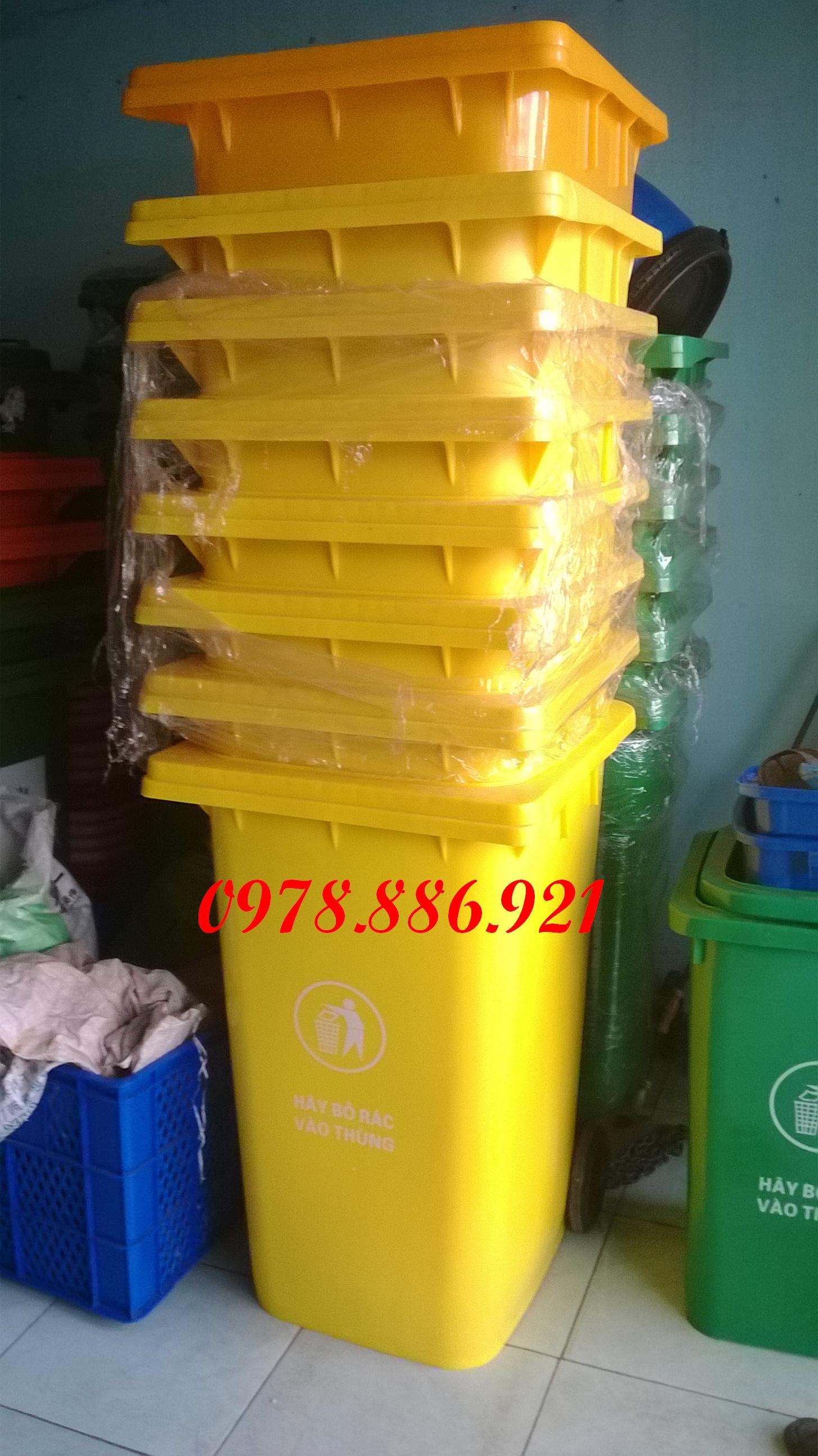 Thùng rác nhựa HDPE 120 lít vàng