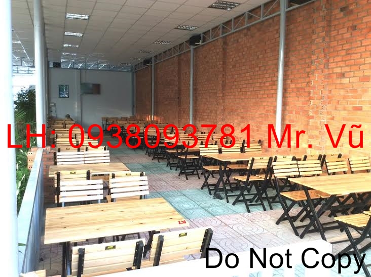 Bàn Ghế Xếp Khung Săt Ốp Gỗ Giá Rẻ