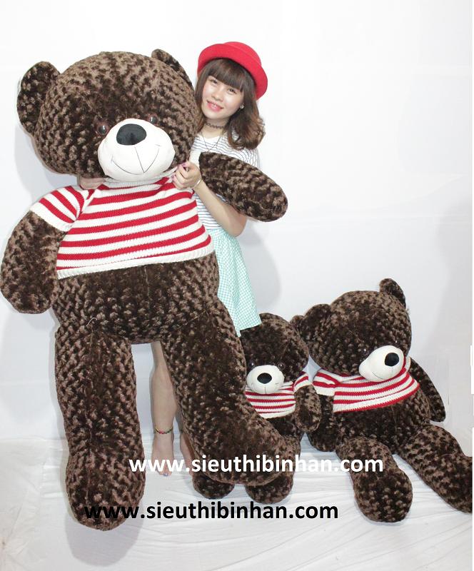   Gấu Teddy mõm trắng lông đen 1m8 