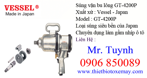 Súng vặn bu lông 1" GT-4200P Vessel - Chuyên làm nhíp ô tô