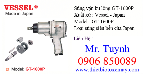 Súng vặn bu lông 1/2" Vessel Gt-1600P